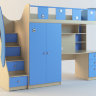 Таймаут (Кровать-чердак, шкаф, стол) цвет фасадов голубой 2500х912х1836