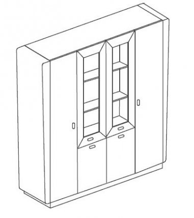 Vanity Шкаф высокий 4-х дверный (средние двери комбинированные)