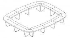 Vanity Панель фронтальная с кожаными вставками с камнями Swarovski для стола на 210 см 194x62x2.2 