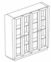 Vanity Шкаф высокий закрытый с 4-мя стеклянными дверьми в деревянной раме 211x52.5x210 