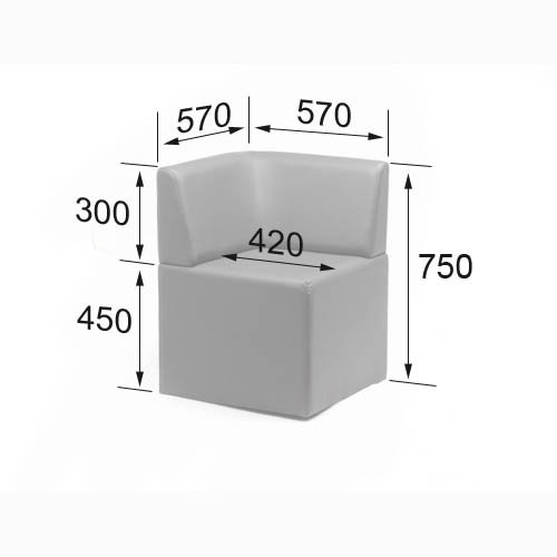 Кит (Kit) Угловой сегмент 570 х 570 х 750